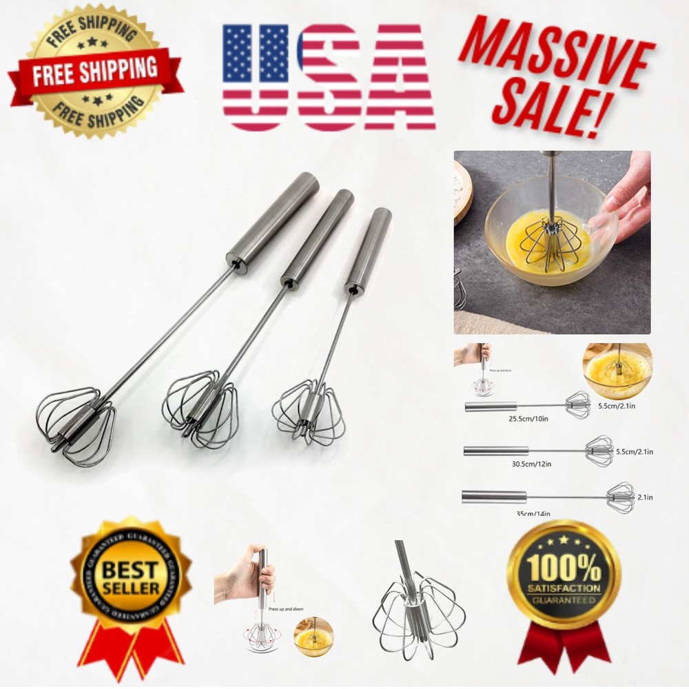 Versatile 3PCS Semi-Automatic Whisk Set - Perfect for All Your Mixing Needs