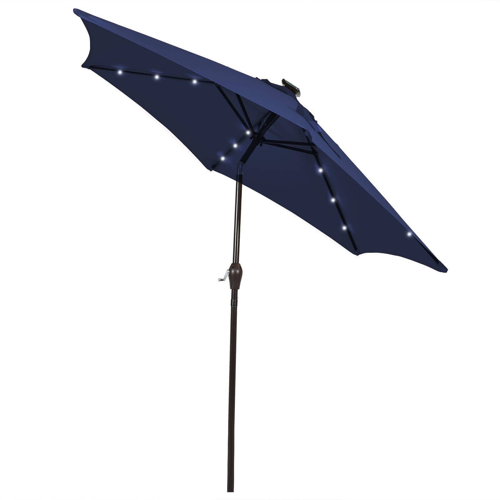 10FT Solar Powered Umbrella w/24 LED Lights Push Button Tilt & Crank Lift System gallery