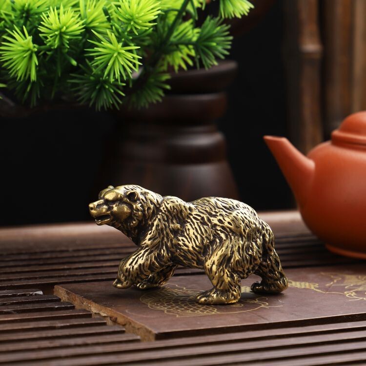 Solid Brass Bear Figurine Statue Animal Figurines Toy House Desktop Decoration gallery