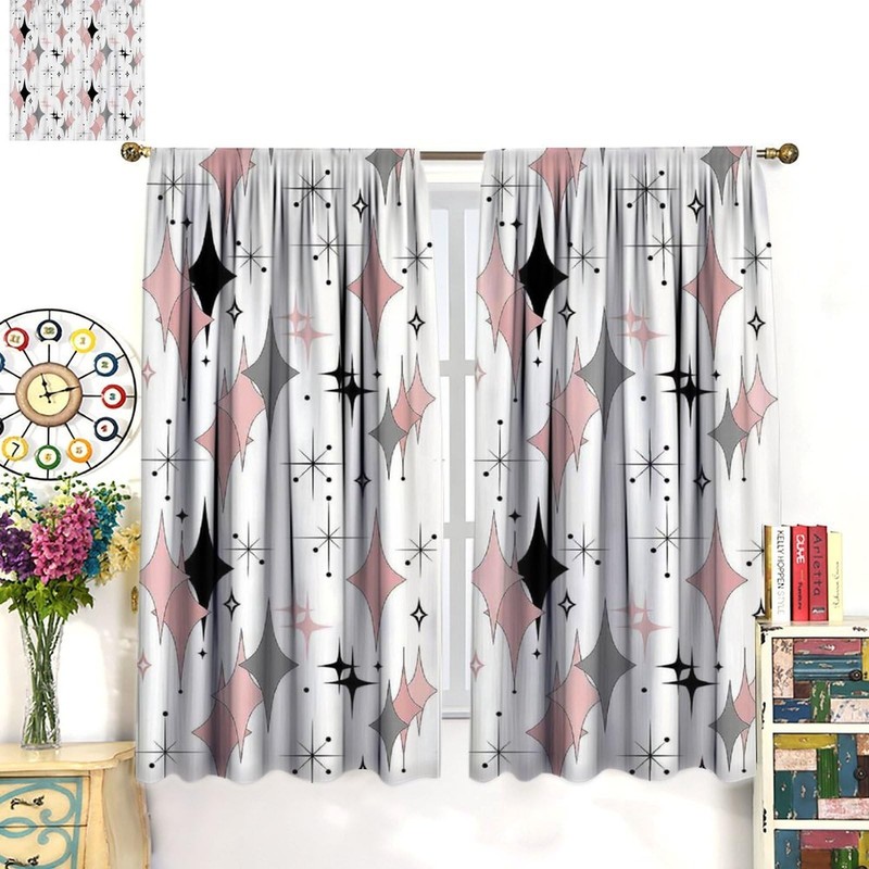 Mid Century Geometry Curtains for Bedroom Living Room Home Kitchen Window Tre... gallery