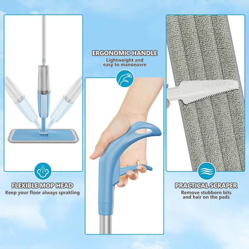 Mexerris Microfiber Spray Mop for Floor Cleaning Wet Dry Mop 360 Degree Spin Mic gallery