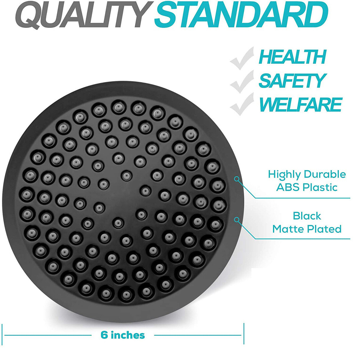 6 Inch Black Shower Head High Pressure Rain Luxury Modern Bathroom Showerhead gallery