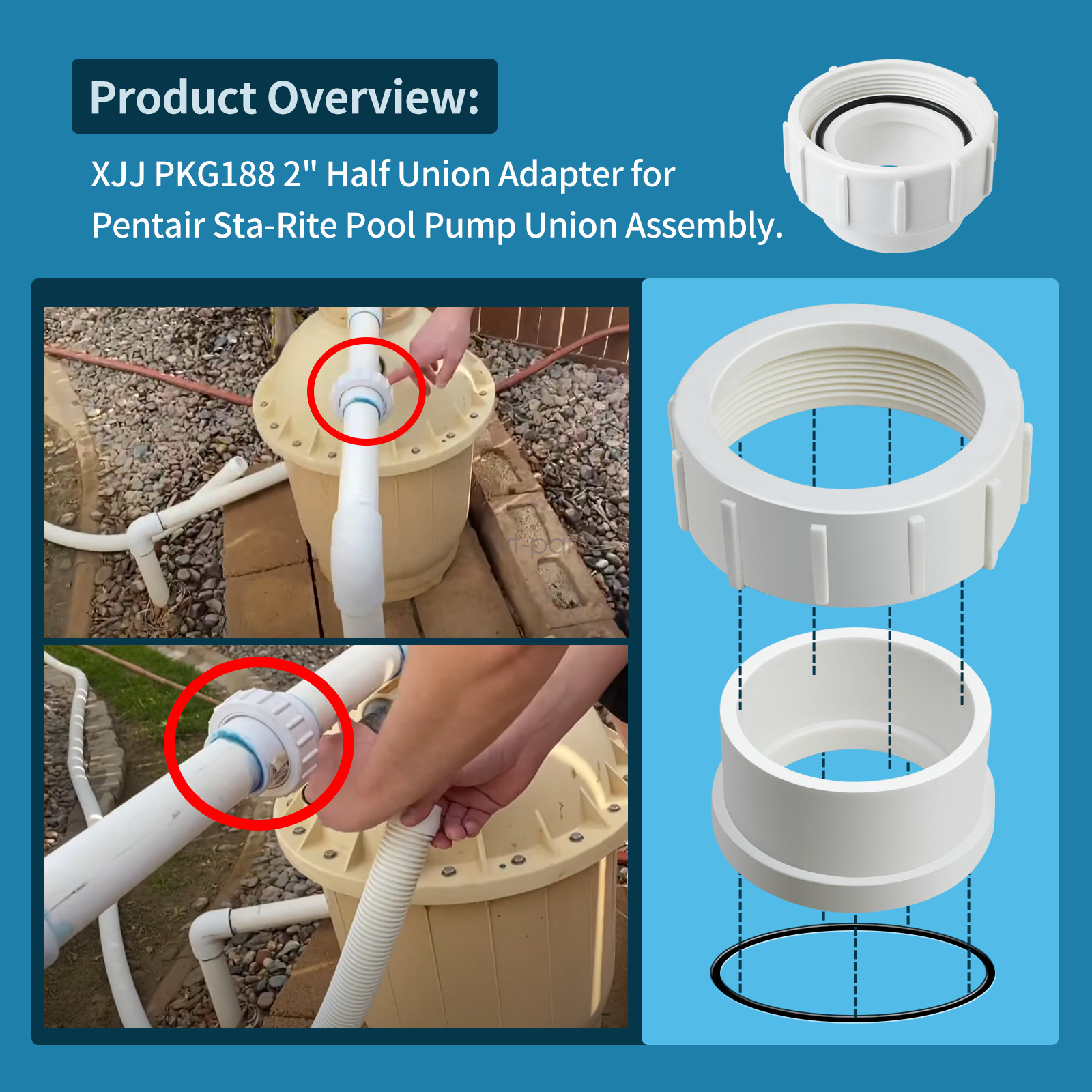 2" Half Union Adapter For Pentair Sta-Rite ,Spa Swimming Pool Pump PKG188 gallery