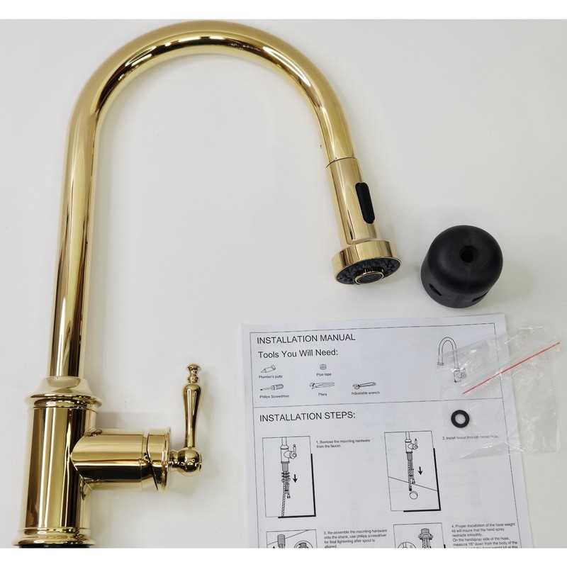 Signature Hardware 434084 Southgate Pull-Down Kitchen Faucet - Polished Brass gallery