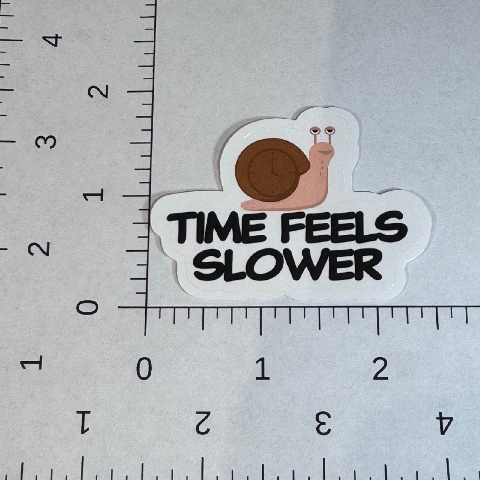 Snail with clock sticker 2” time feels slower - water bottle locker lunch cooler gallery
