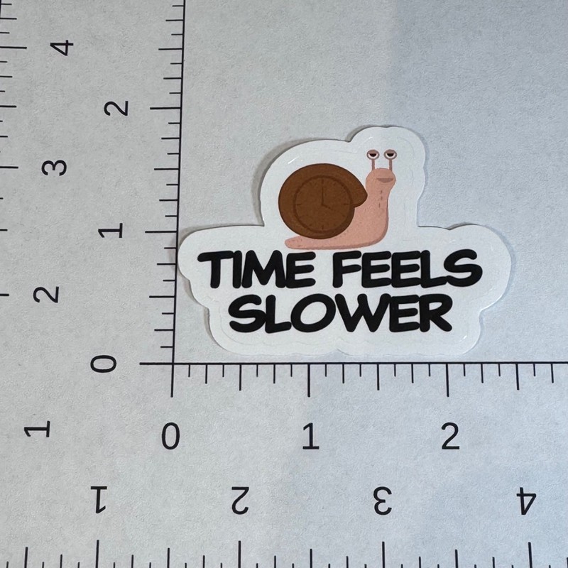 Snail with clock sticker 2” time feels slower - water bottle locker lunch cooler gallery