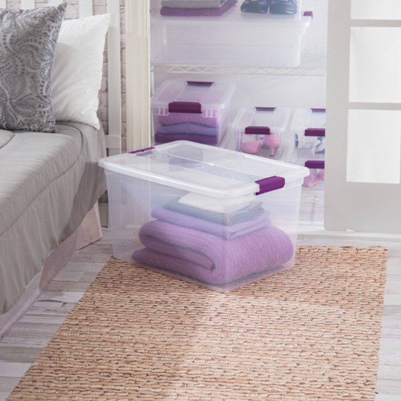 Sterilite 66 Quart Clear Plastic Latching Handle Storage Container Tote, 6 Pack gallery