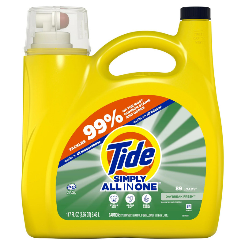 Tide Simply Laundry Detergent Liquid, Daybreak Fresh, 117 fl oz, 89 Loads NEW gallery