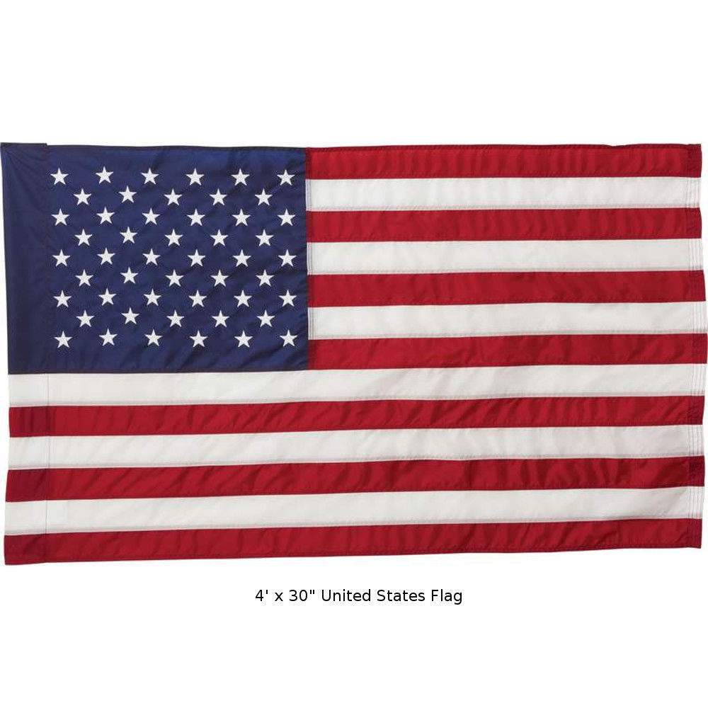 2x3 Feet Embroidered Nylon US Flag Kit w/ 5-Foot Wood Pole & Bracket gallery