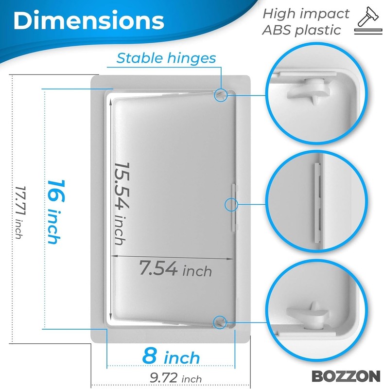 Access Panel for Drywall - 8x16 inch - Wall Hole Cover - 8 x 16, White gallery