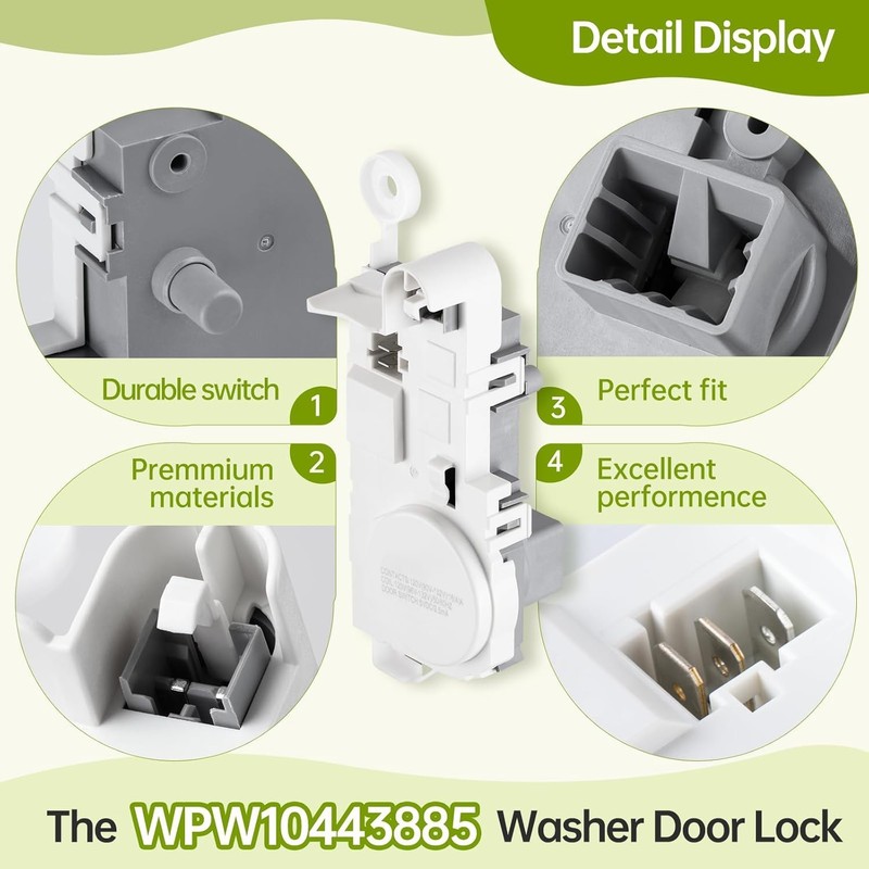 Exact Replacement Part W10443885 Washer Door Latch for Whirlpool WPW10443885 gallery
