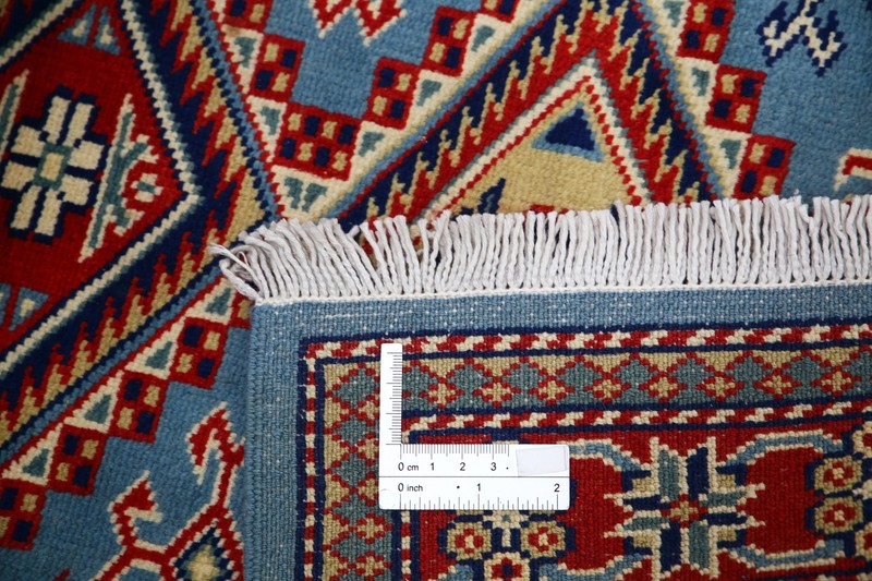 2x3 ft Handmade Blue, Red, Ivory Wool Accent Rug with Geometric Medallion Design gallery