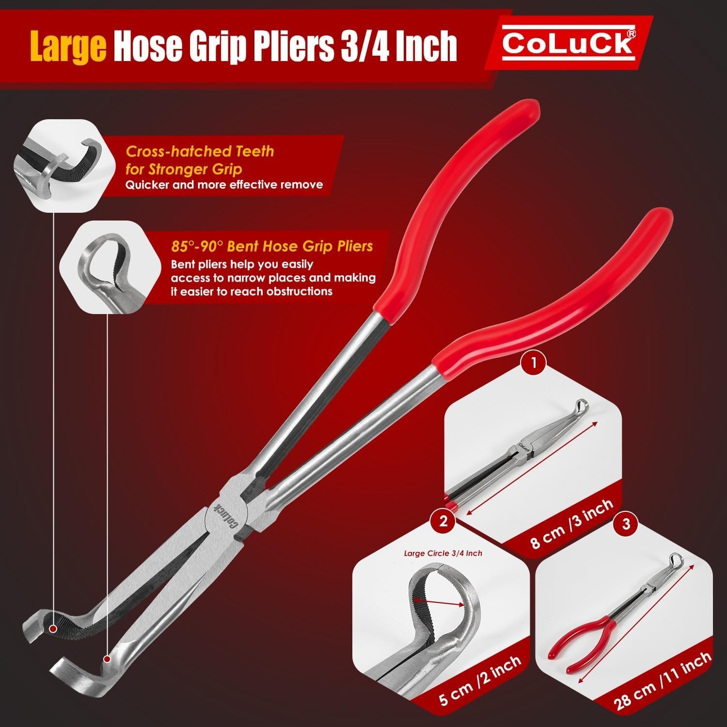 3Pcs 11" Hose Gripper Plier Set, 5/16-Inch, 1/2-Inch, 3/4-Inch Dia, Offset Spark gallery