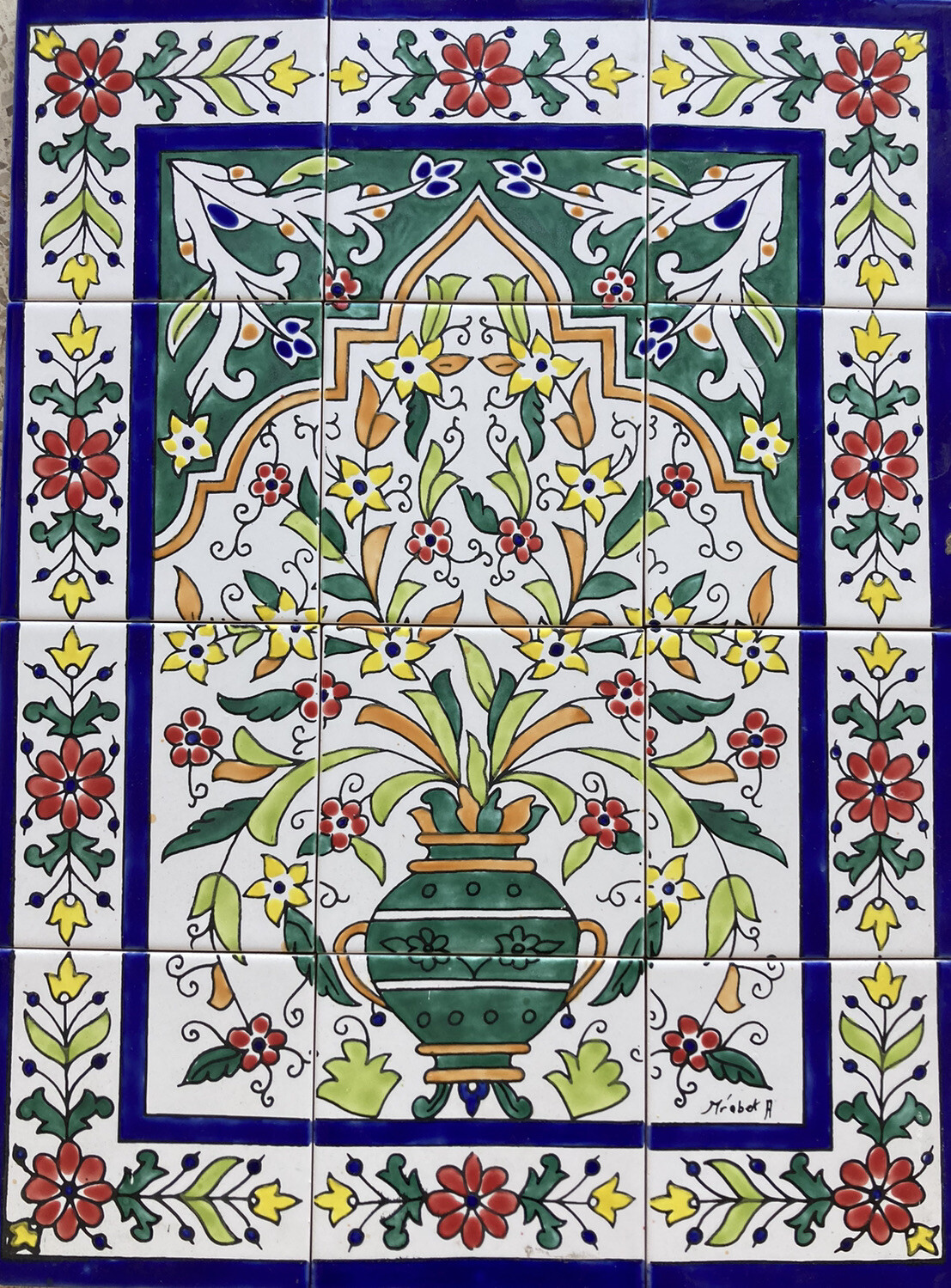 18" x 24" Ceramic Tile Mural Backsplash Art Wall Panel Hand Painted Vase Flowers gallery