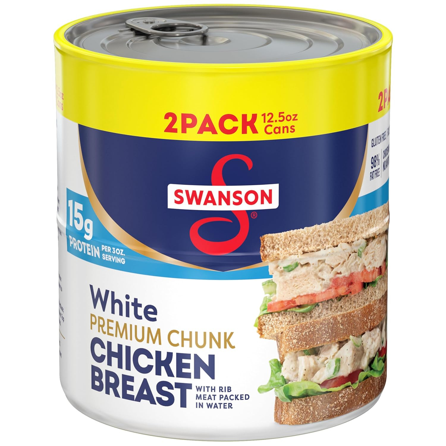 Swanson White Premium Chunk Chicken Breast with Rib Meat in Water, 12.5 Oz. (Pac gallery