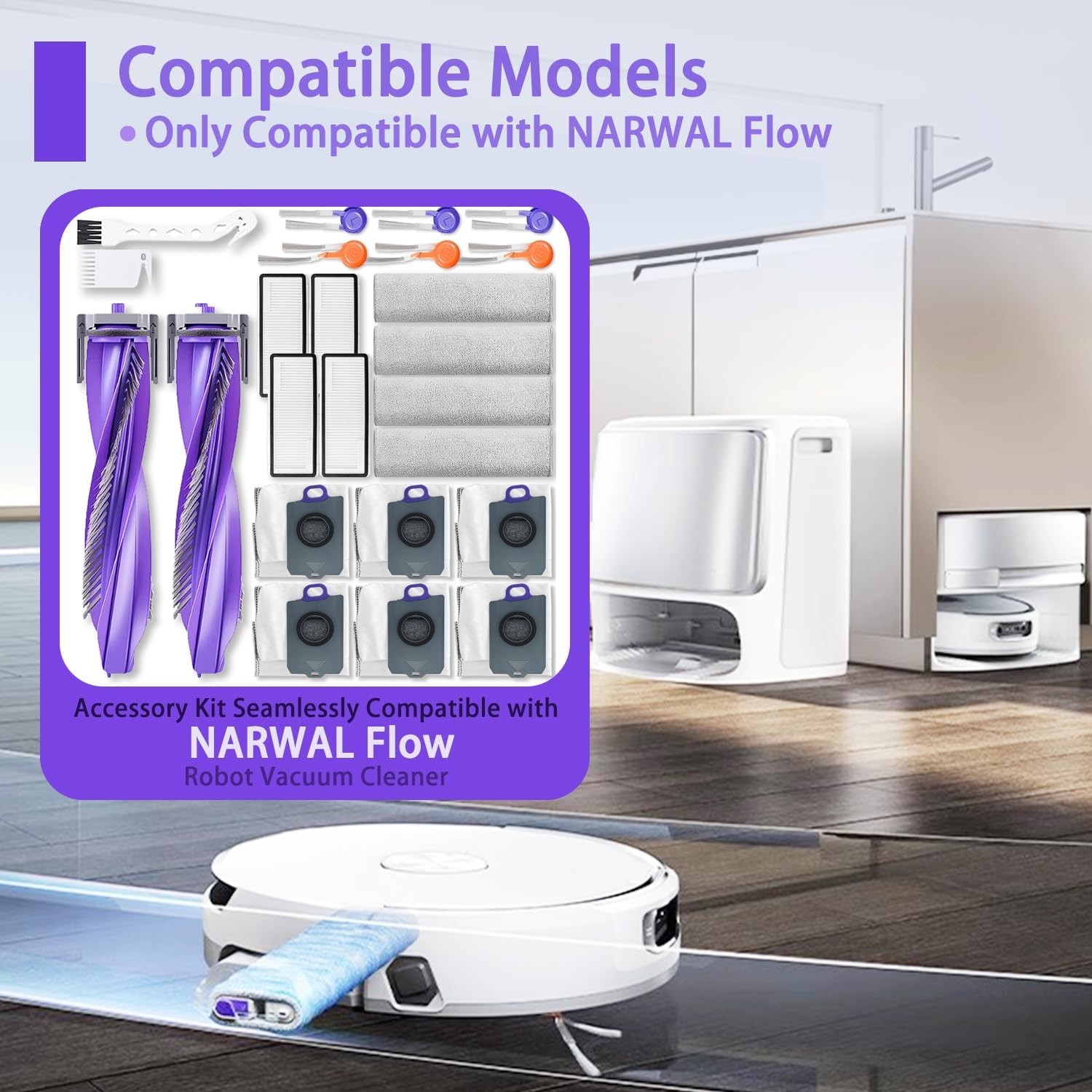 Replacement Accessories Kit Compatible with Narwal Flow Robot Vacuum Cleaner gallery