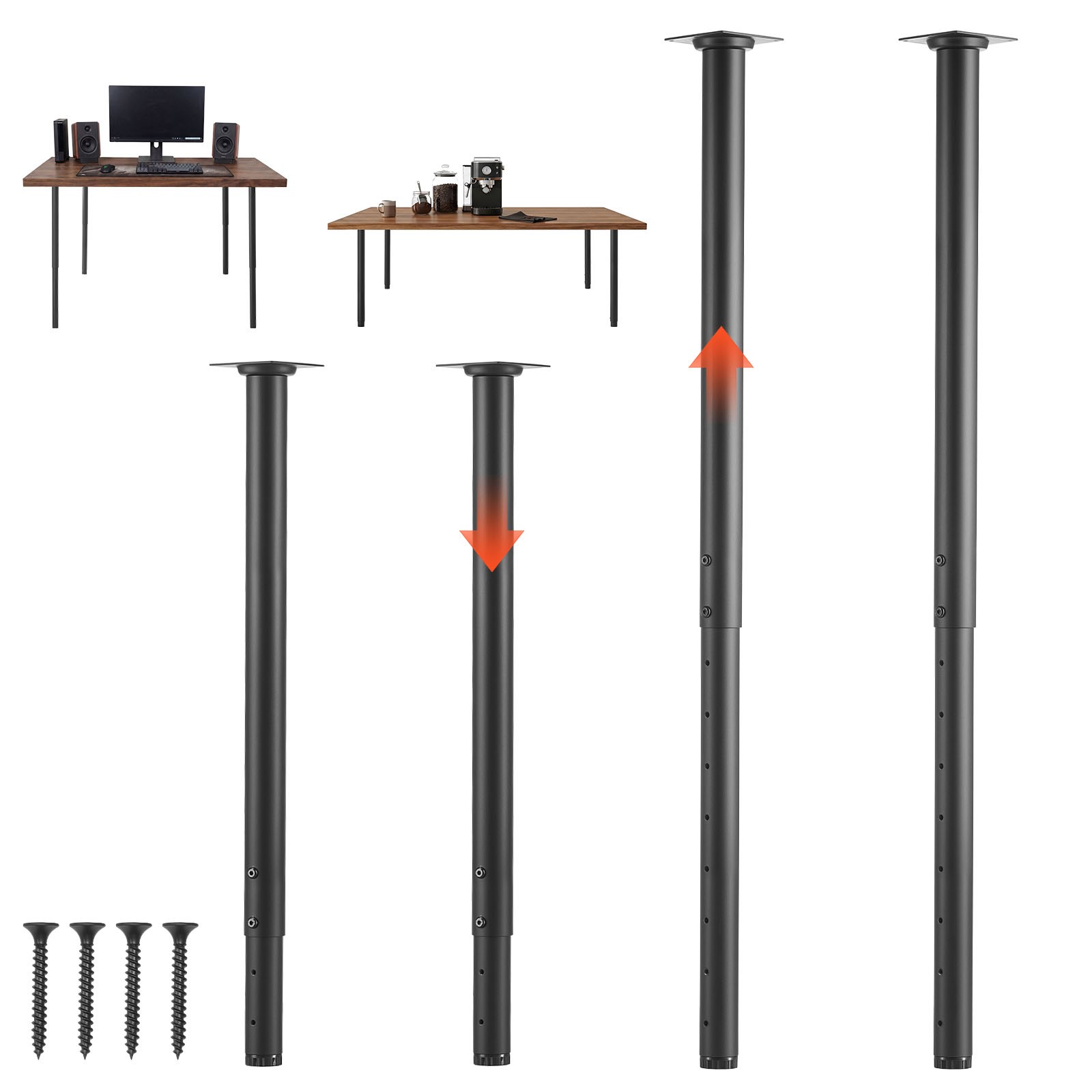 Uimoso Adjustable Round Steel Table Legs, 24-40 in, 1200 lbs Capacity, Set of 4 gallery