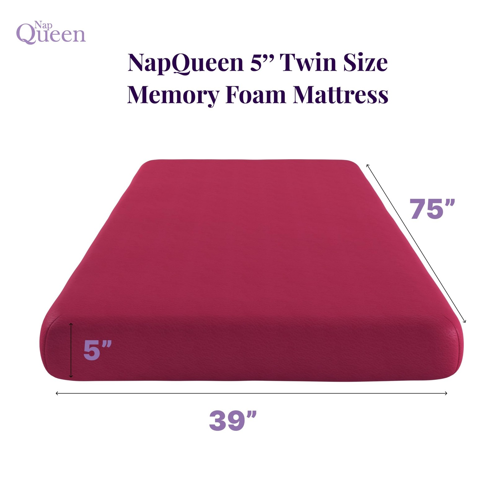 NapQueen 5 Inch Twin Memory Foam Mattress, Medium Feel, CertiPUR-US Certified... gallery