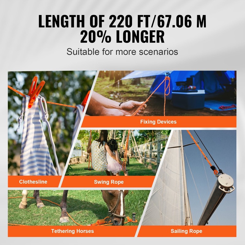 New/Double Braided Polyester Rope, 3/4 in x 220 ft, 24 Strands, 12700 LBS Breaki gallery