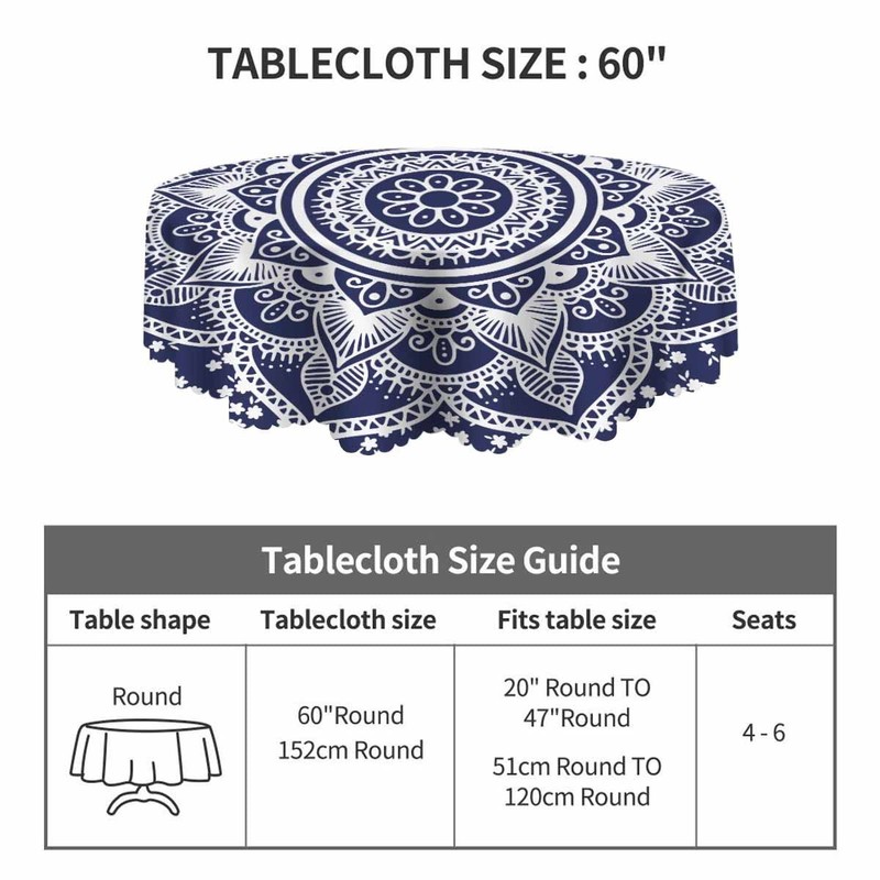 Tablecloth Mandala Pattern Tablecloths 60" Diameter Round Blue and White Deco... gallery