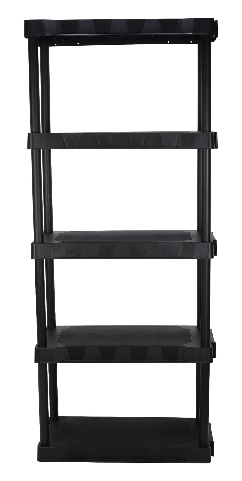 5-Tier Black Plastic Shelf Unit, 68.8 H x 30 W x 13.88 D, 350 lb Capacity gallery