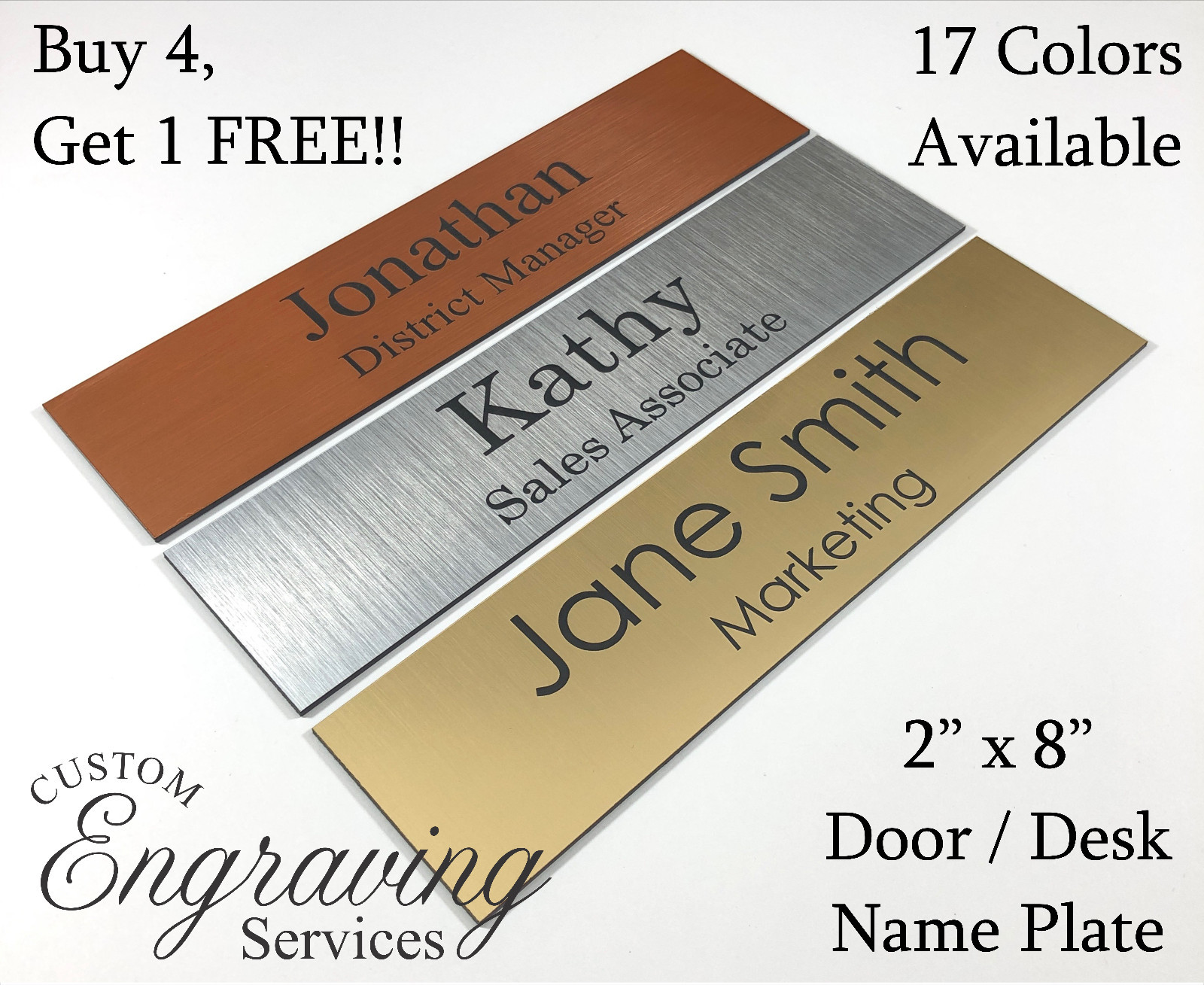 NAME PLATE FOR OFFICE DESK OR DOOR (2"X8") SIGN PLAQUE PERSONALIZATION ENGRAVED gallery