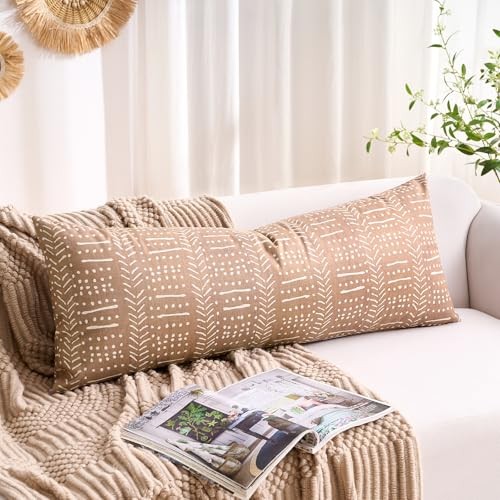 Boho Body Pillows Covers Decorative Long Lumbar 54" x 20" (Pack of 1) Brown gallery