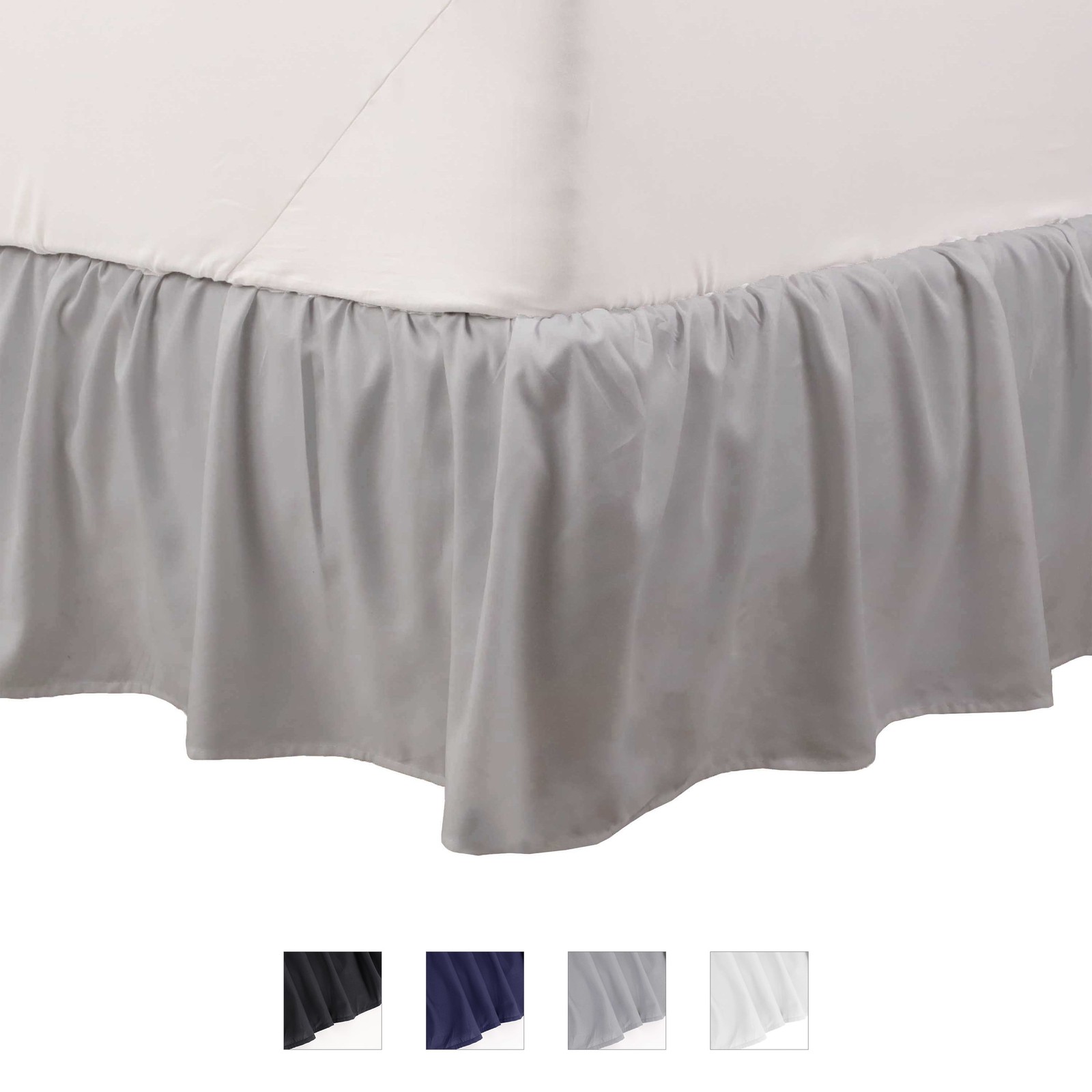 Queen Bed Skirt | Ruffled 100% Microfiber Dust Ruffle | 16" Drop | Grey gallery