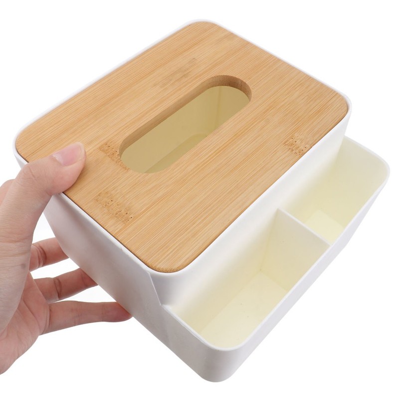 Plastic Home Tissue Box Holder White for Living Room Kitchen and Office gallery