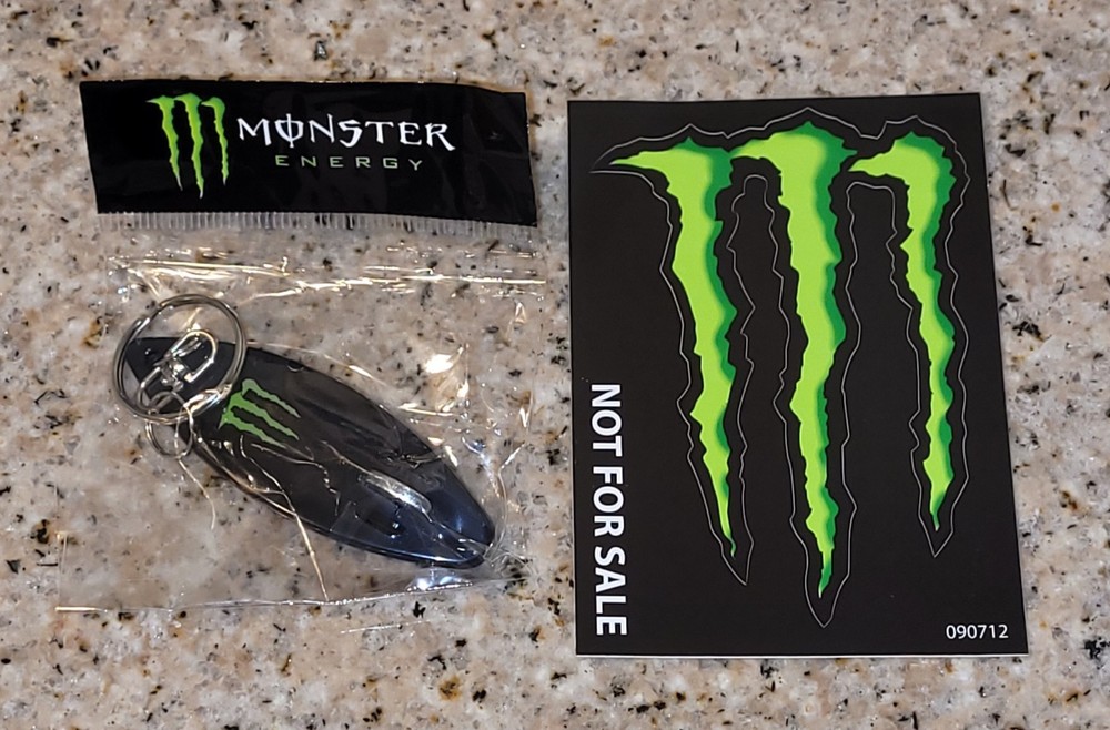 Monster Energy Bundle Monster CLAW Logo Sticker + PROMO Surfboard Bottle Opener