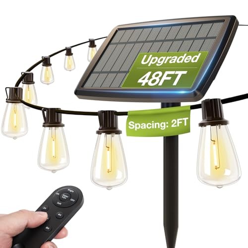 54(48+6) FT Solar String Lights Waterproof,Patio Lights 48+6FT(24 Sockets ) gallery