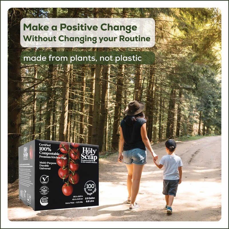HOLY SCRAP! 2.6 Gal 100 Pack Compostable Trash Bags - 100% Plastic-Free gallery