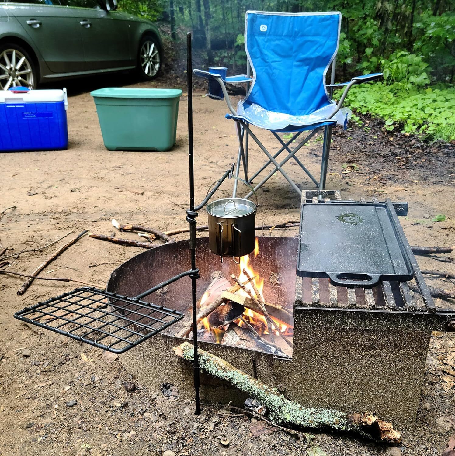 BattlBox Bushcraft Swivel Cooking Grill Grate Set w/ Waxed Canvas Carrying Case gallery