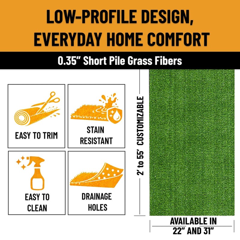 Artificial Grass Outdoor Runner Rug 2'7" x 10' Waterproof Astro Turf Drainage gallery