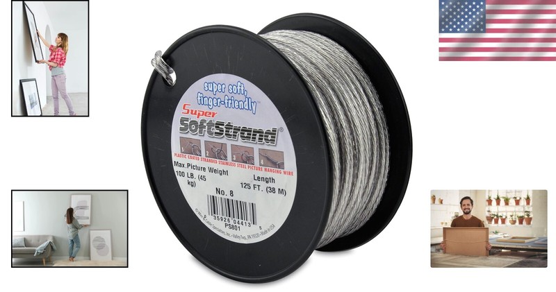 Vinyl-Coated Stranded Stainless Steel Picture Hanging Wire - 125 ft / 100 lb gallery