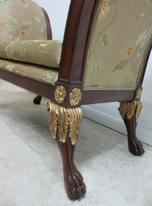 Maitland Smith Footstool Settee U Bench French Empire Paw Gold Gilt Lion Head gallery