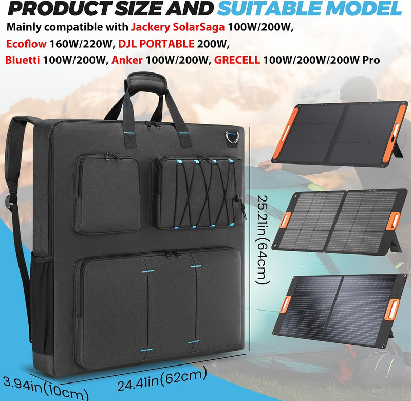 Solar Panel Storage Bag Compatible with Jackery Solarsaga 100W 100X 200W/ GRECEL gallery