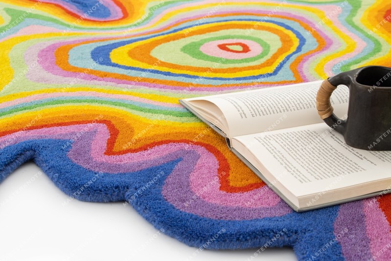 Psychedelic Irregular Shaped Tufted Custom Wool Area Rug For Gifting, Kids Room gallery
