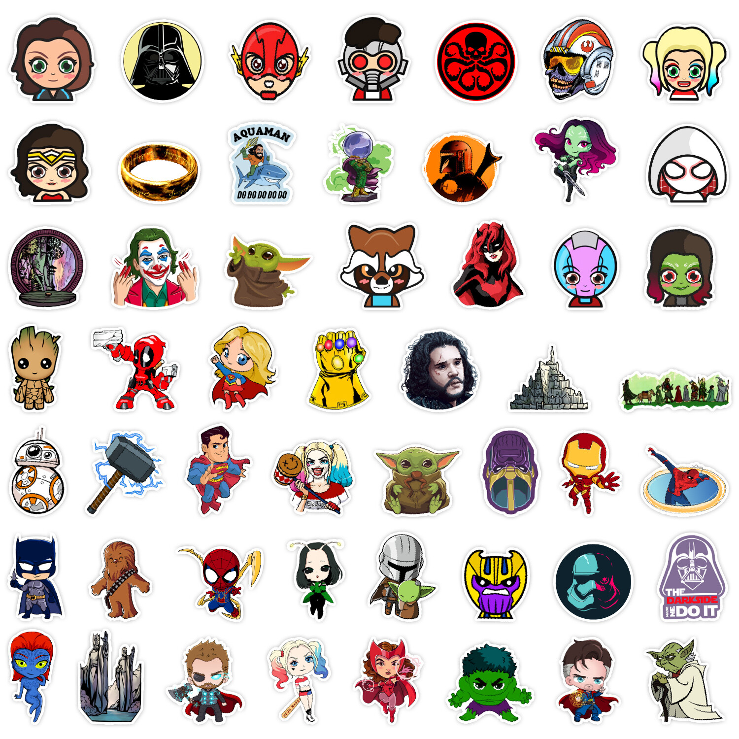 50 Pcs Stickers Marvel Heroes Animation Skateboard Luggage Car Phone Vinyl Decal gallery