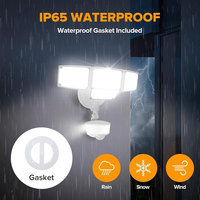 9500LM 4-Head Motion Sensor Flood Light Waterproof Outdoor Security Lighting New gallery