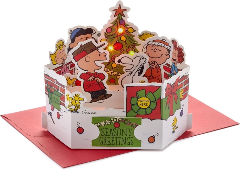 Paper Wonder Peanuts Displayable Pop Up Christmas Card with Light and Sound C... gallery