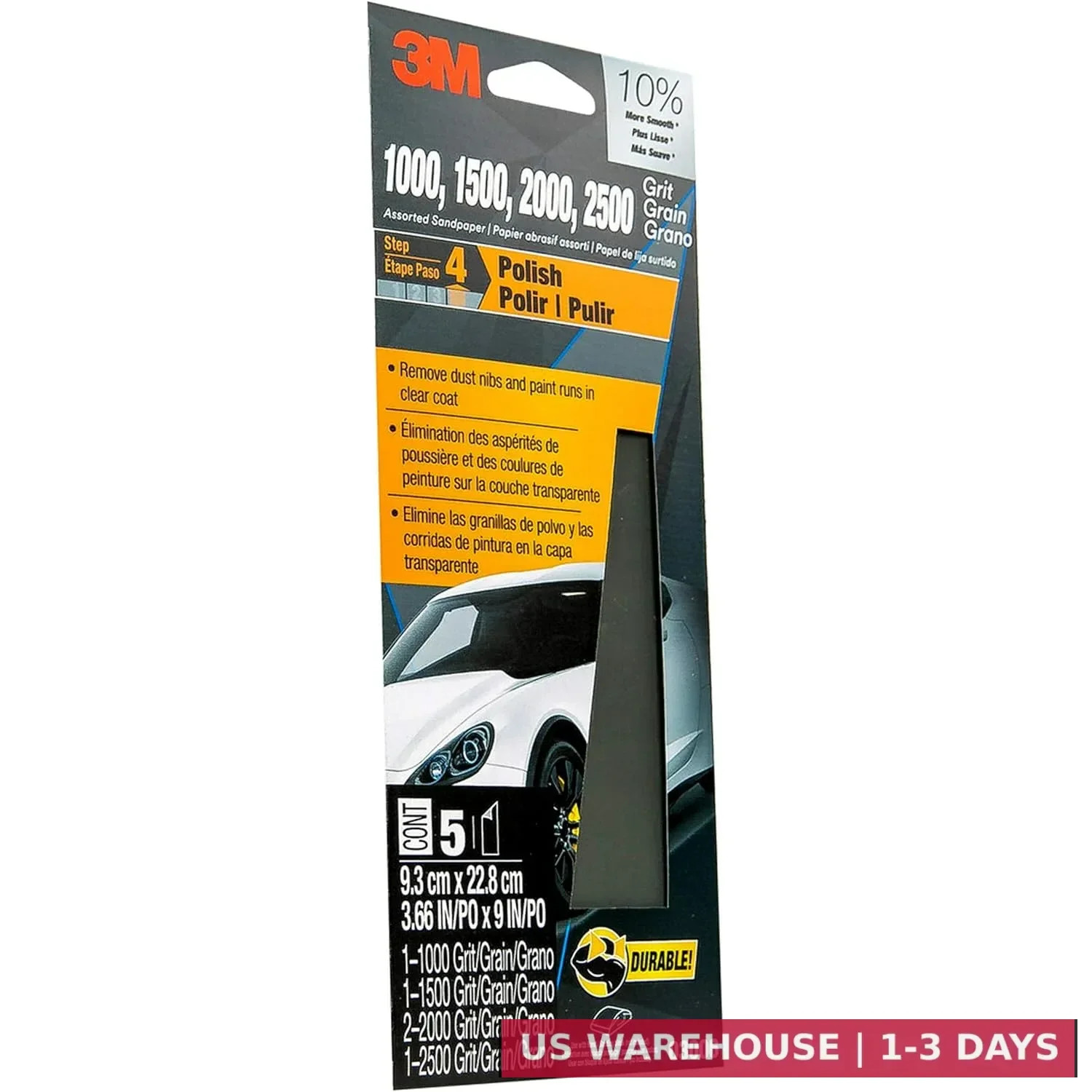 3M Wetordry Sandpaper 03006 Assorted Grits (1000 1500 2000 2500) 3 2/3 in x 9 in gallery