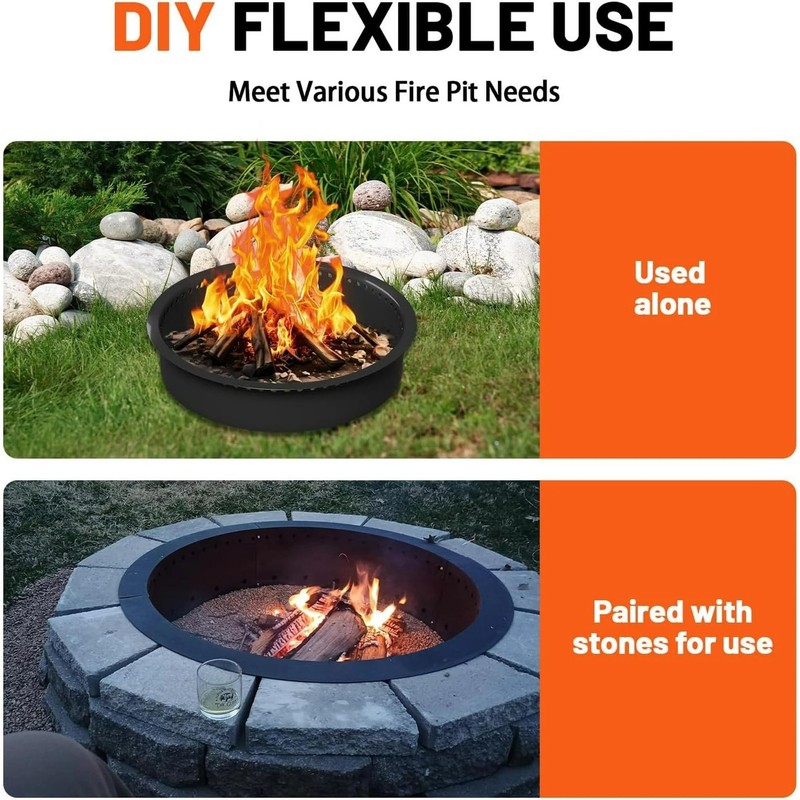 48''Inner/52''Outer Fire Pit Ring,Steel Metal Fire Ring Liner Outdoor DIY Pit gallery