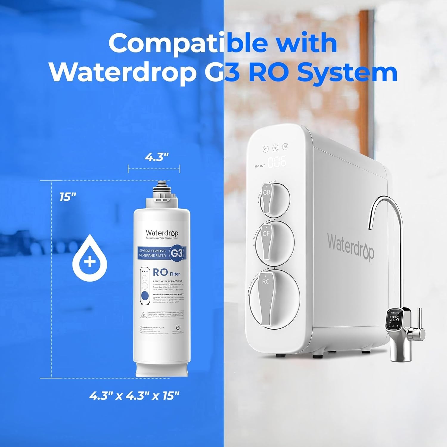 Waterdrop WD-G3-N2RO Filter, Replacement for WD-G3-W Reverse Osmosis System gallery