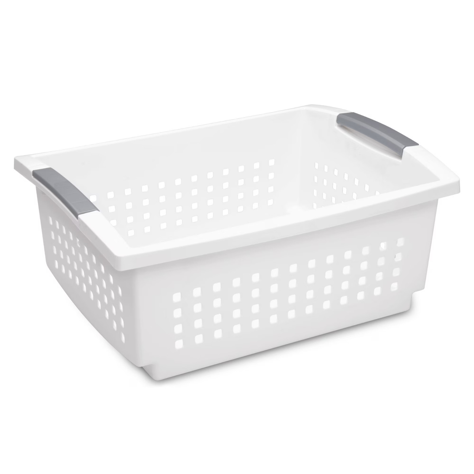 Sterilite Large Stacking Basket Plastic, White ,Stackable ,White gallery