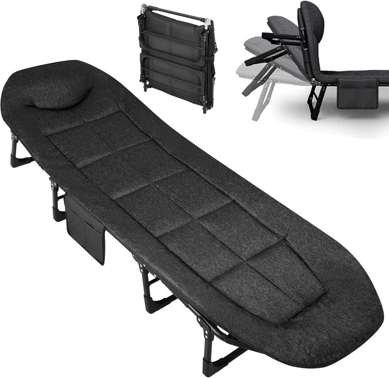GRAVEE Folding Camping Cot Bed Lounge Chair Reclining Adjustable 4 Positions gallery