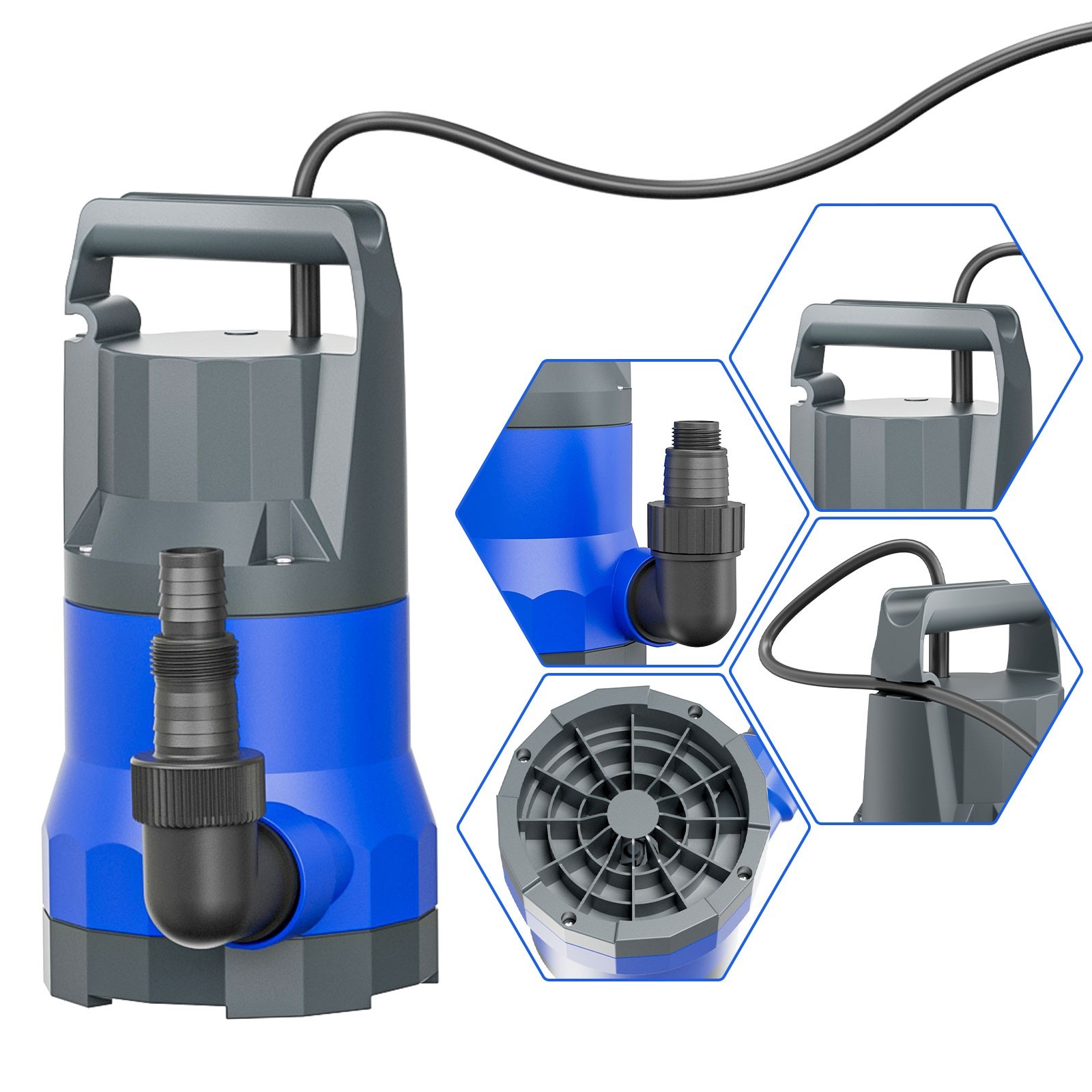 1HP 3500GPH Submersible Sump Pump with Portable Design for Pool Draining gallery