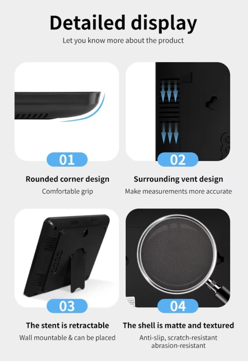 Weather Temperature Humidity Indicator External Sensor LED Display Wall Clock gallery