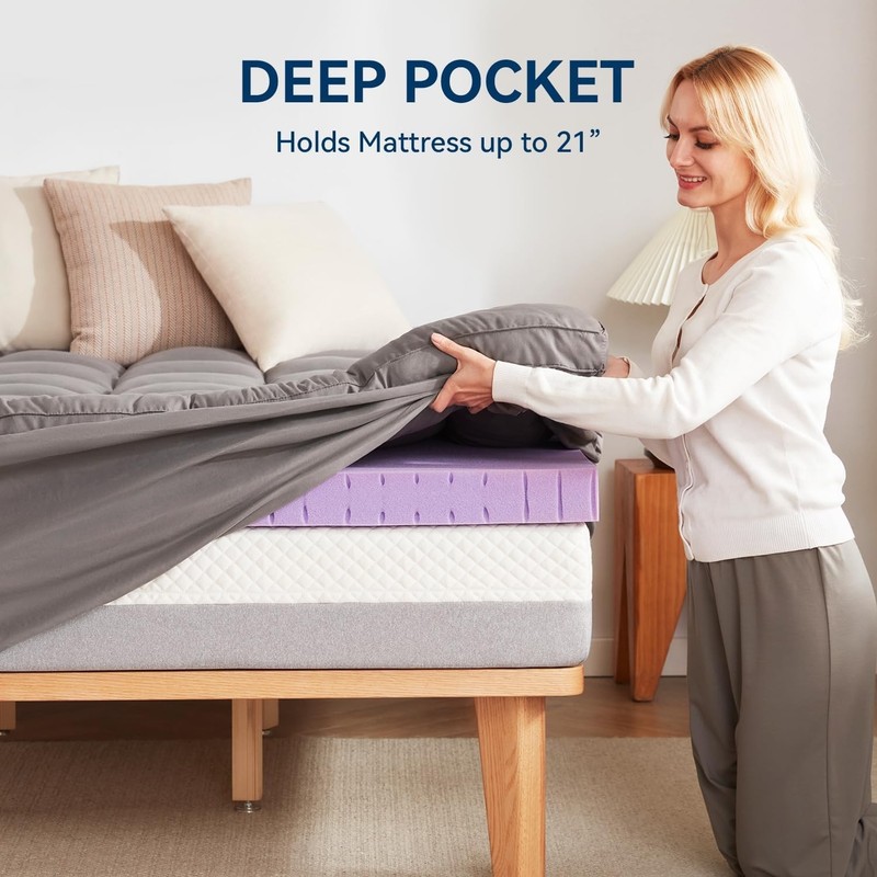 Dual Layer 5 Inch Memory Foam Mattress Topper King Size, 2 Inch Gel Memory Fo... gallery