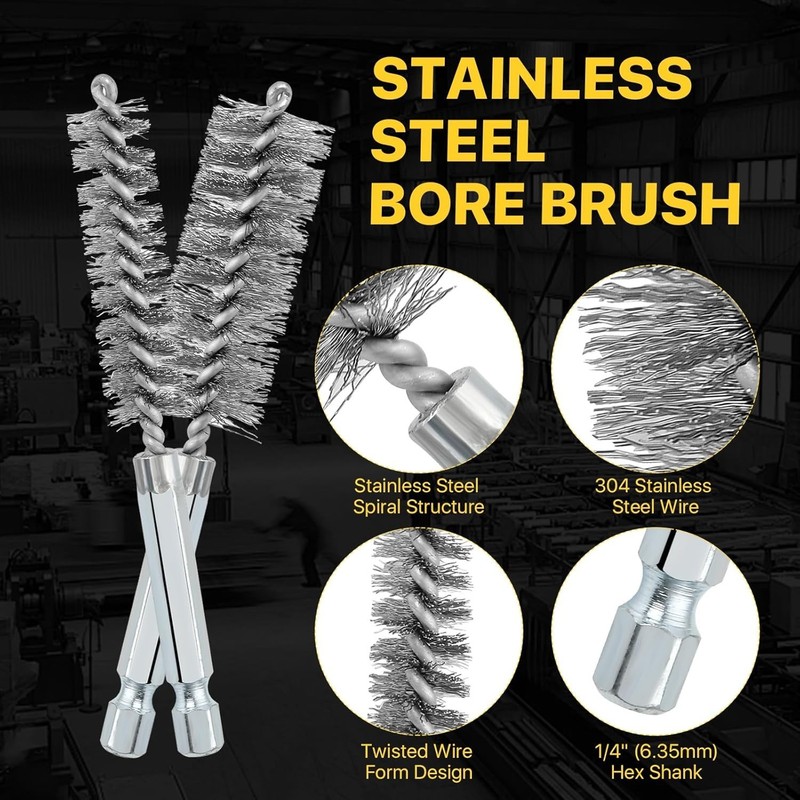24PCS Stainless Steel Wire Bore Brushes Set 1/4 Inch Hex Shank for Power Drill gallery